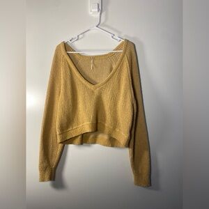 Free People Cotton Blend V-Neck Sweater